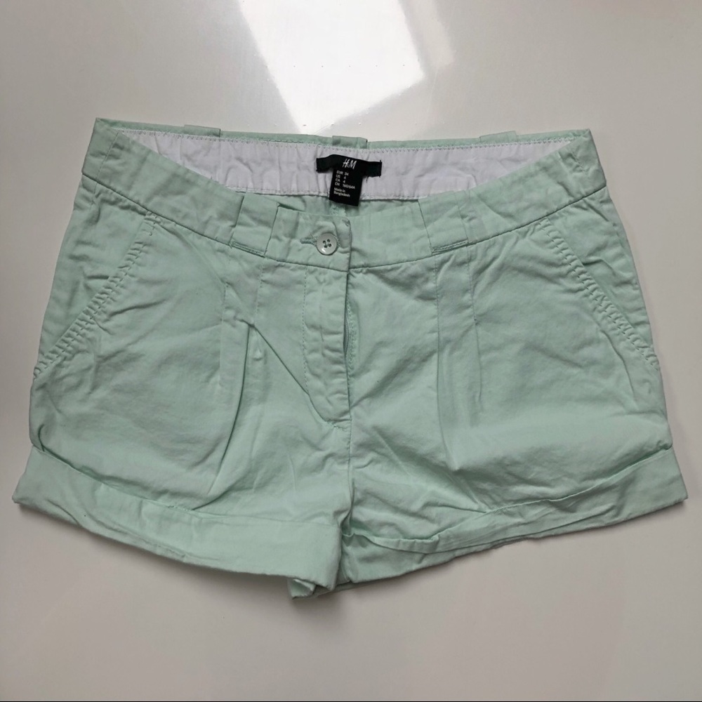 H&M mint twill shorts